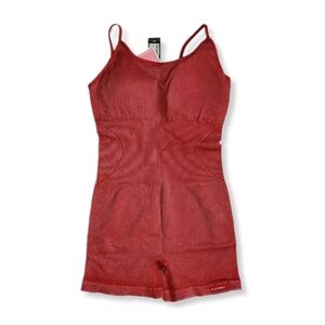 NWT PrettyLittleThing Red Acid Wash Seamless Gym Unitard Sz XXL